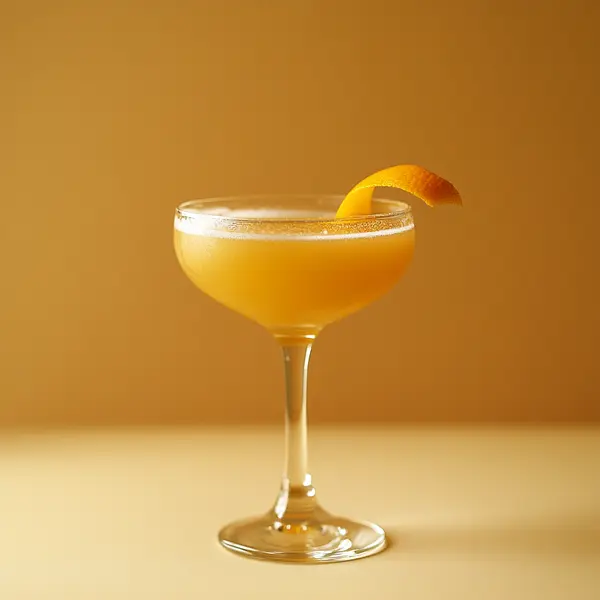 A photo of the Golden Nutmeg Whirl cocktail containing Hennessy V.S. Cognac, Fresh pressed pineapple juice, Pierre Ferrand Dry Curaçao, Angostura Aromatic Bitters in a Coupe.