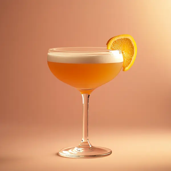 A photo of the Scarlet Southern Sour cocktail containing Savage & Cooke Cask Finished Bourbon, Giffard Triple Sec, Freshly squeezed lemon juice, Liber & Co. Real Grenadine, Fee Brothers Fee Foam Egg White Alternative in a Coupe.