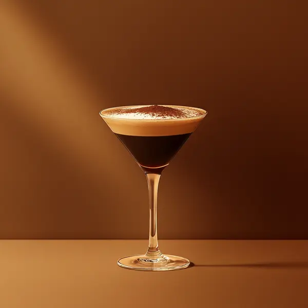 A photo of the Midnight Mocha Martini cocktail containing Savage & Cooke Cask Finished Bourbon, Espresso coffee (freshly made & hot), Bailey's Irish Cream, Giffard Crème de Cacao Liqueur, Single cream / half-and-half in a Martini.
