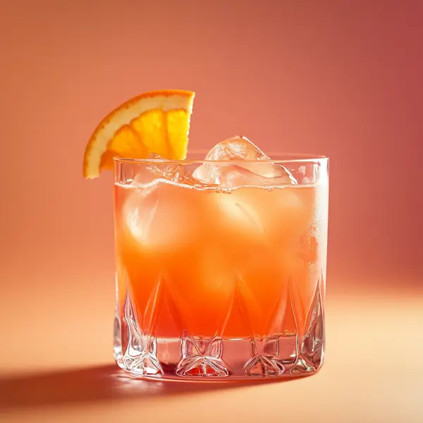 A photo of the Dutch Sunrise cocktail containing Beefeater London Dry Gin, Bénédictine D.O.M. Liqueur, Freshly squeezed orange juice, Liber & Co. Real Grenadine in a Old-Fashioned.