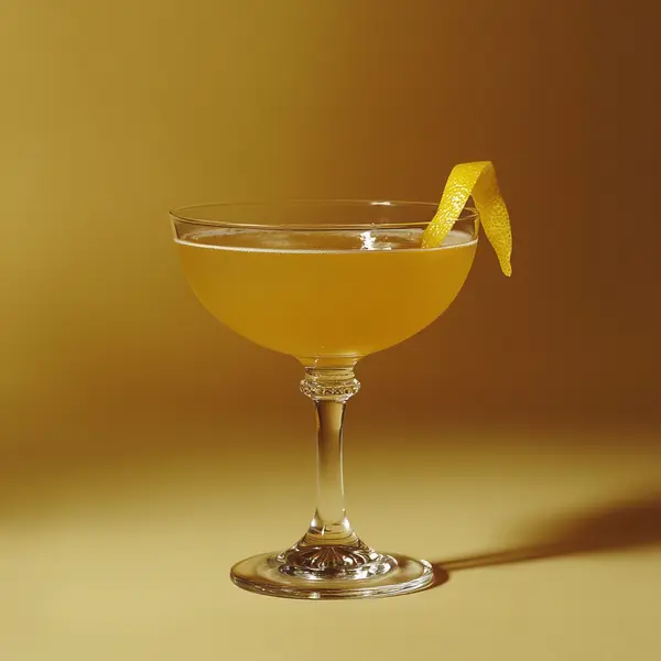 A photo of the Golden Rye Glow cocktail containing Willett Family Estate Bottled 4 Year Rye, Bénédictine D.O.M. Liqueur, Chartreuse Yellow, Freshly squeezed lemon juice, Chilled water (reduce if wet ice) in a Coupe.