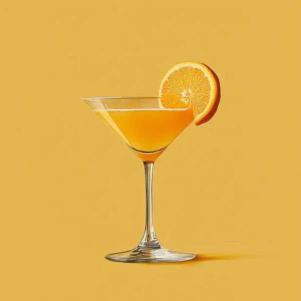 A photo of the Orange Whisperer cocktail containing Hennessy V.S. Cognac, Licor 43 Spanish Liqueur, Freshly squeezed orange juice in a Martini.