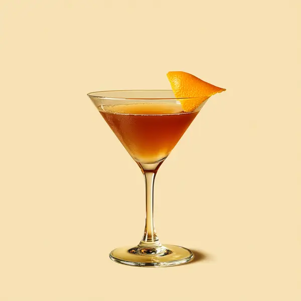 A photo of the Golden Grandeur cocktail containing Hennessy V.S. Cognac, Grand Marnier, Freshly squeezed orange juice in a Martini.