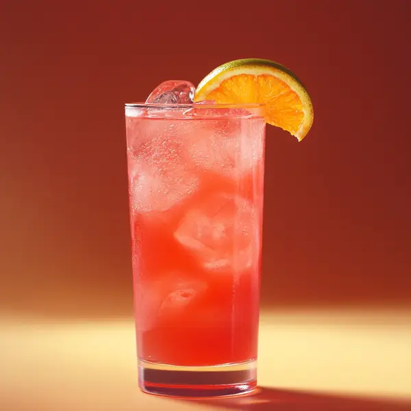 A photo of the Sunset Sling cocktail containing Ketel One Vodka, Giffard Triple Sec, Freshly squeezed orange juice, Freshly squeezed lime juice, Liber & Co. Real Grenadine, Hamilton Navy Strength 114 Proof Rum in a Sling.