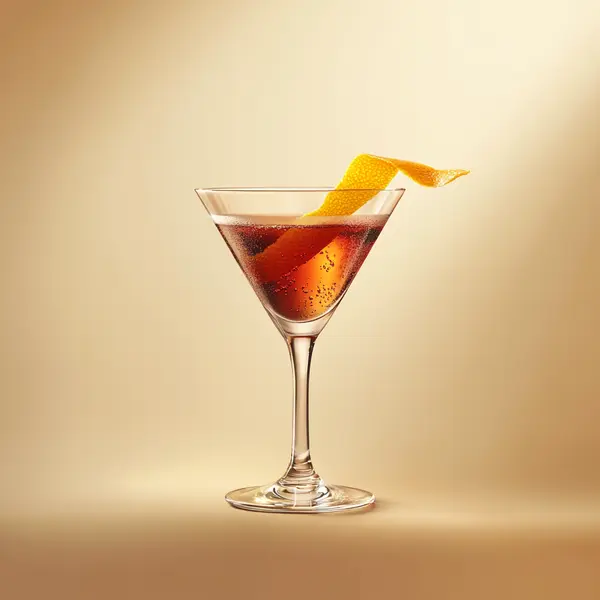 A photo of the Rum Swizzle Twist cocktail containing Appleton Estate 8 Year Old Reserve Rum, Martini & Rossi Rosso Sweet Vermouth, Angostura Orange Bitters in a Martini.