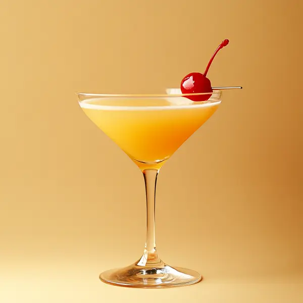 A photo of the Pineapple Negroni Twist cocktail containing Beefeater London Dry Gin, Grand Marnier, Martini & Rossi Rosso Sweet Vermouth, Fresh pressed pineapple juice in a Martini.