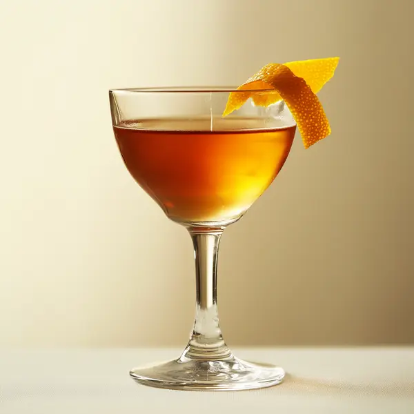 A photo of the Celtic Royale cocktail containing Hennessy V.S. Cognac, Jameson Irish Whiskey, Grand Marnier, Bénédictine D.O.M. Liqueur, Chilled water (reduce if wet ice) in a Coupe.