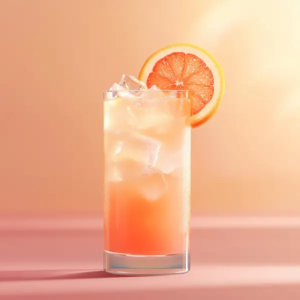 A photo of the Passion Paloma cocktail containing Ketel One Vodka, Chinola Passion Fruit Liqueur, Freshly squeezed pink grapefruit juice in a Collins.