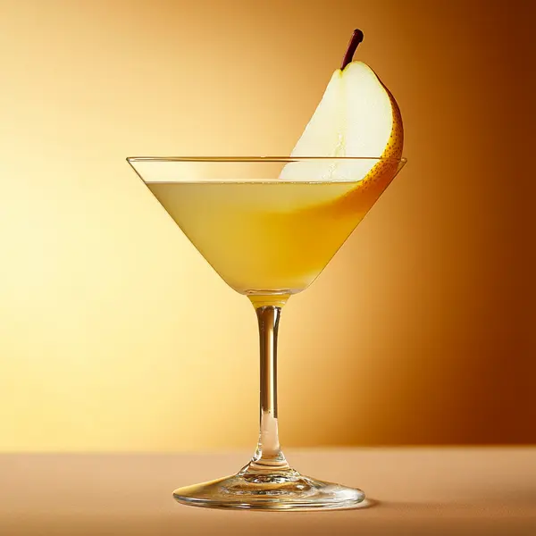 A photo of the Pearflower Martini cocktail containing Ketel One Vodka, St-Germain Elderflower Liqueur, Pressed pear juice in a Martini.