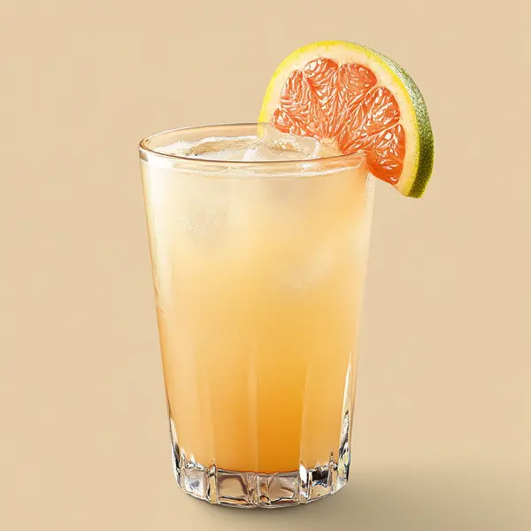 A photo of the Grapefruit Brisa cocktail containing Novo Fogo Chameleon Cachaça, Lillet Blanc Aperitif, Freshly squeezed lime juice, Lemonade in a Collins.