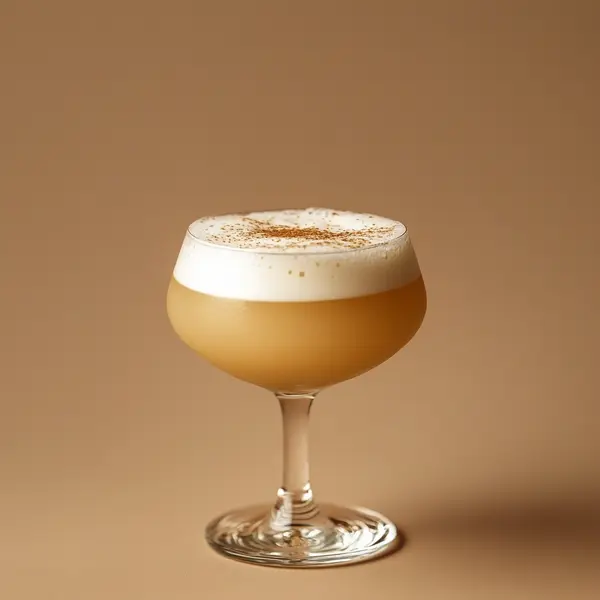 A photo of the Absinthe Peche Fizz cocktail containing Pernod Absinthe, Rothman & Winter Orchard Peach Liqueur, Freshly squeezed lemon juice, Fee Brothers Fee Foam Egg White Alternative in a Wine.