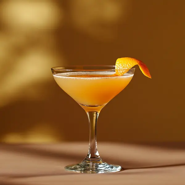 A photo of the Golden Sunrise Martini cocktail containing Ketel One Vodka, Giffard Triple Sec, Galliano Autentico Liqueur, Freshly squeezed orange juice in a Martini.