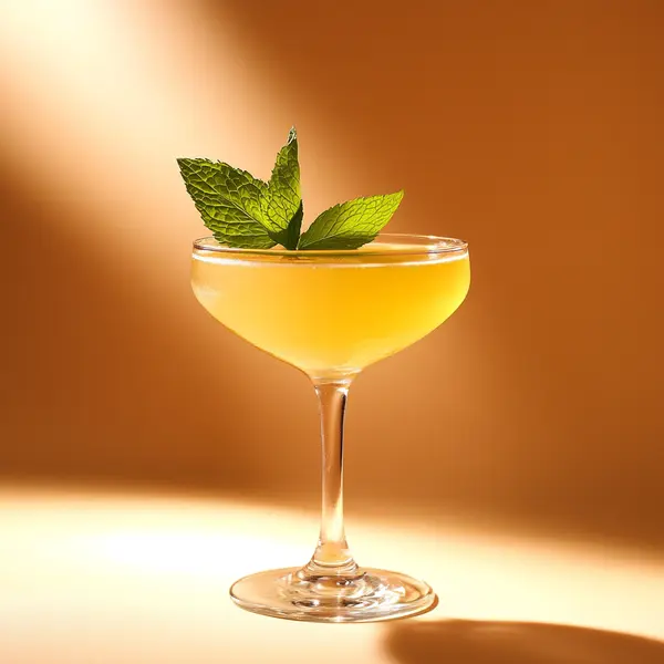 A photo of the Elder Rum Daisy cocktail containing Planteray 3 Stars White Rum, St-Germain Elderflower Liqueur, Freshly squeezed lemon juice, Angostura Aromatic Bitters, Mint leaves, Runny honey in a Coupe.
