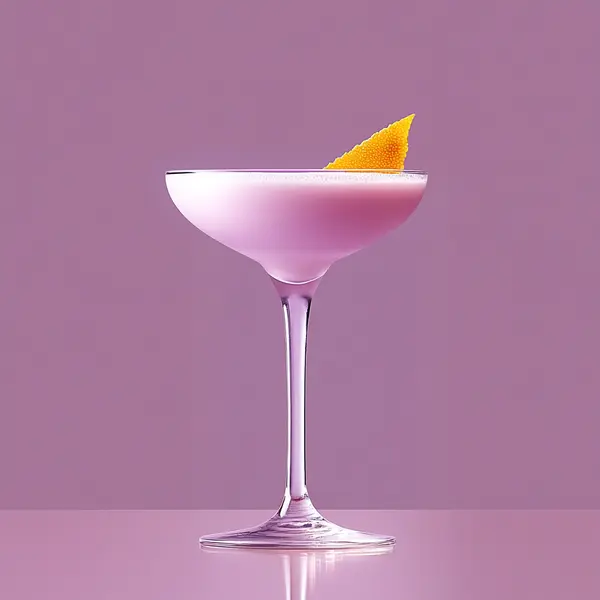 A photo of the Violet Vermouth Whisper cocktail containing Martini & Rossi Rosso Sweet Vermouth, Noilly Prat Dry Vermouth, Giffard Crème de Violette Liqueur, Marie Brizard Crème de Cacao White in a Coupe.