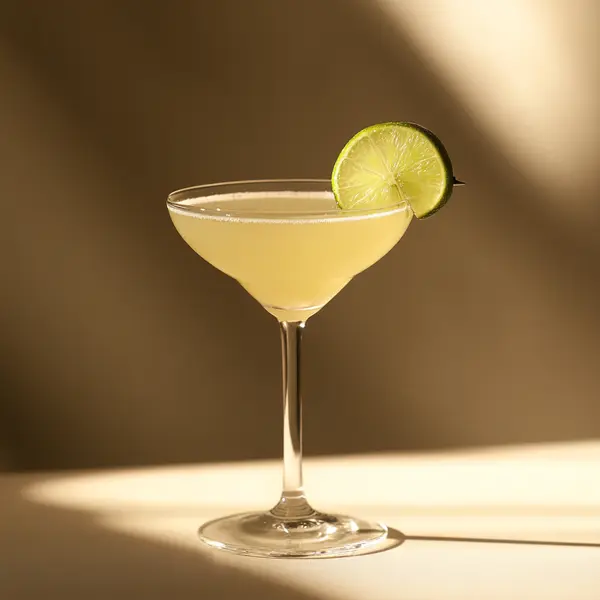 A photo of the Elderflower Pisco Sour cocktail containing Freshly squeezed lime juice, St-Germain Elderflower Liqueur, 1615 Pisco Puro Quebranta in a Martini.
