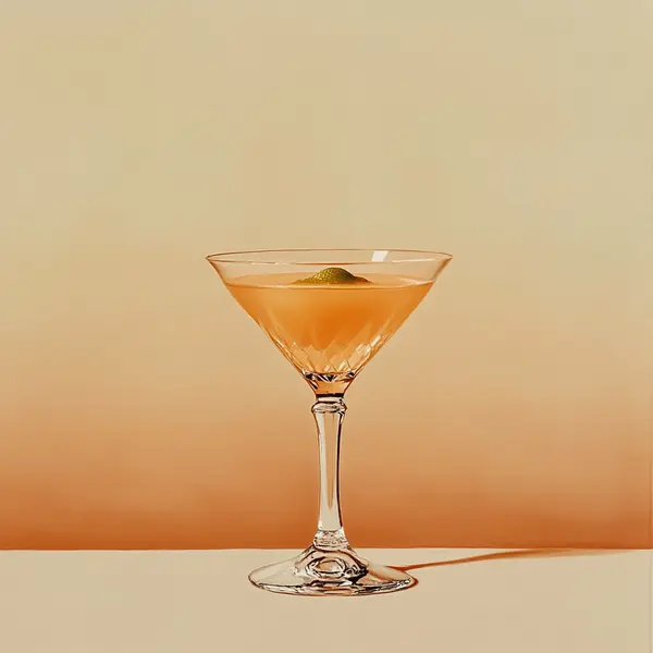 A photo of the Sunset Spice Martini cocktail containing Flor de Caña 4 Year Old Añejo Oro Rum, Grand Marnier, Freshly squeezed orange juice, Freshly squeezed lime juice, St. Elizabeth Allspice Dram, Angostura Aromatic Bitters in a Martini.