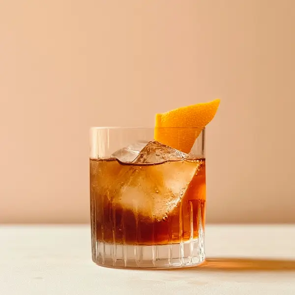 A photo of the Maple & Oak Old-Fashioned cocktail containing Savage & Cooke Cask Finished Bourbon, Graham's 10 Year Old Aged Tawny Port, Maple syrup, Angostura Aromatic Bitters in a Old-Fashioned.