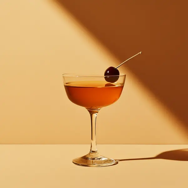 A photo of the Double Trouble Manhattan cocktail containing Willett Family Estate Bottled 4 Year Rye, Noilly Prat Dry Vermouth, Carpano Antica Formula Vermouth, Angostura Aromatic Bitters in a Coupe.