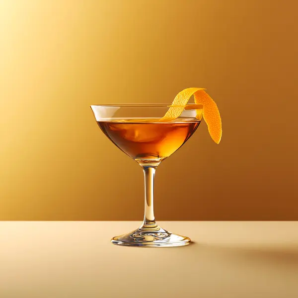 A photo of the Normandy Kiss cocktail containing Roger Groult 3 Year Reserve Pays D'Auge Calvados, Dubonnet Rouge, Martini & Rossi Rosso Sweet Vermouth in a Martini.