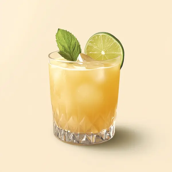 A photo of the Tropical Cognac Smash cocktail containing Mint leaves, Hennessy V.S. Cognac, Planteray 3 Stars White Rum, Beefeater London Dry Gin, Pierre Ferrand Dry Curaçao, Fresh pressed pineapple juice, Freshly squeezed lime juice, Freshly squeezed orange juice, AquaRiva Organic Agave Syrup, Angostura Aromatic Bitters in a Collins.