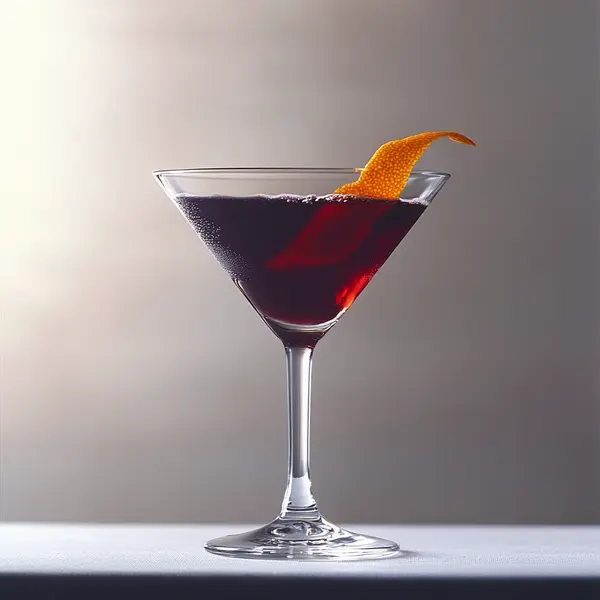 A photo of the Cranberry Licorice Martini cocktail containing Ketel One Vodka, Romana Black Sambuca Liqueur, Cranberry juice in a Martini.