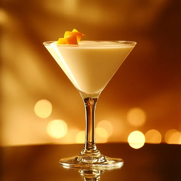 A photo of the Creamy Citrus Chartini cocktail containing Chartreuse Yellow, Giffard Triple Sec, Single cream / half-and-half, Milk in a Martini.