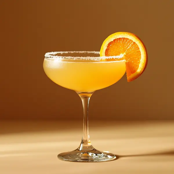 A photo of the Citrus Gin Fizz cocktail containing Beefeater London Dry Gin, Grand Marnier, Freshly squeezed lemon juice, Freshly squeezed orange juice in a Coupe.