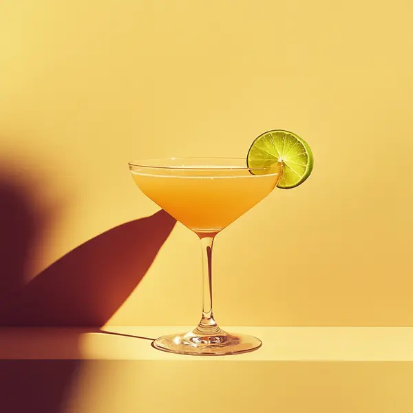 A photo of the Velvet Gold Rush cocktail containing Flor de Caña 4 Year Old Añejo Oro Rum, John D. Taylor's Velvet Falernum, Giffard Triple Sec, Freshly squeezed lime juice in a Martini.