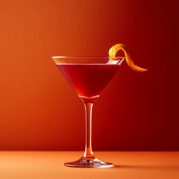A photo of the Cranberry Sunset Rita cocktail containing Milagro Reposado Tequila, Giffard Triple Sec, Cranberry juice, Freshly squeezed lime juice, Angostura Orange Bitters in a Martini.