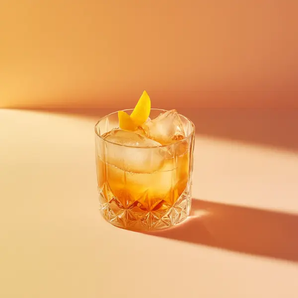 A photo of the Scottish Highland Fling cocktail containing Compass Box Great King Street Artist's Blend Scotch, Drambuie Liqueur, Barrow's Intense Ginger Liqueur in a Old-Fashioned.