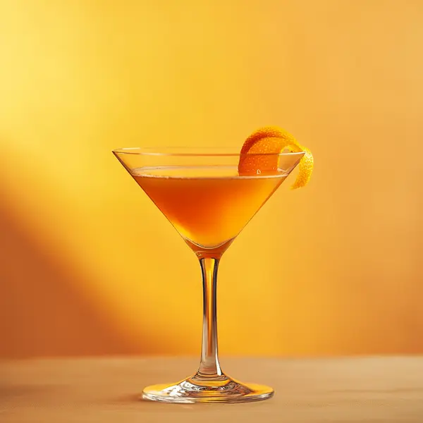 A photo of the Citrus Negroni Martini cocktail containing Beefeater London Dry Gin, Noilly Prat Dry Vermouth, Martini & Rossi Rosso Sweet Vermouth, Giffard Triple Sec, Freshly squeezed orange juice, Angostura Aromatic Bitters in a Martini.