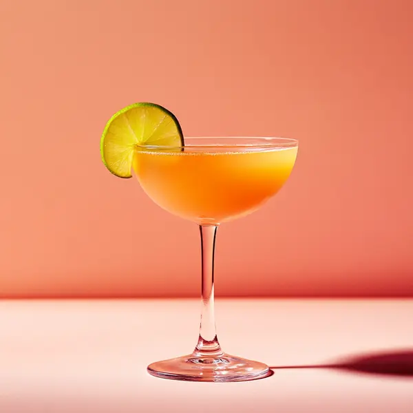 A photo of the Tropical Sunrise Sipper cocktail containing Appleton Estate 8 Year Old Reserve Rum, Freshly squeezed orange juice, Freshly squeezed lime juice, Liber & Co. Real Grenadine, Giffard Banane du Brésil Liqueur in a Coupe.