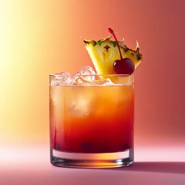 A photo of the Melon Berry Crush cocktail containing Ketel One Vodka, MIDORI Melon Liqueur, Chambord Liqueur, Fresh pressed pineapple juice, Cranberry juice in a Rocks.