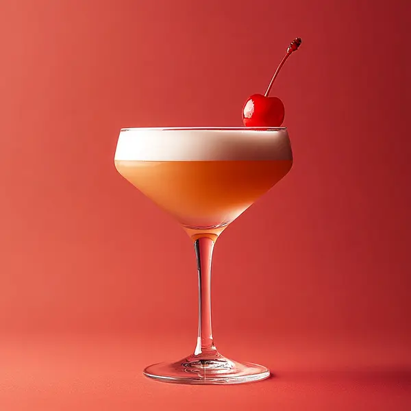 A photo of the Orange Gin Whisperer cocktail containing Beefeater London Dry Gin, Noilly Prat Dry Vermouth, Martini & Rossi Rosso Sweet Vermouth, Freshly squeezed orange juice, Fee Brothers Fee Foam Egg White Alternative in a Martini.