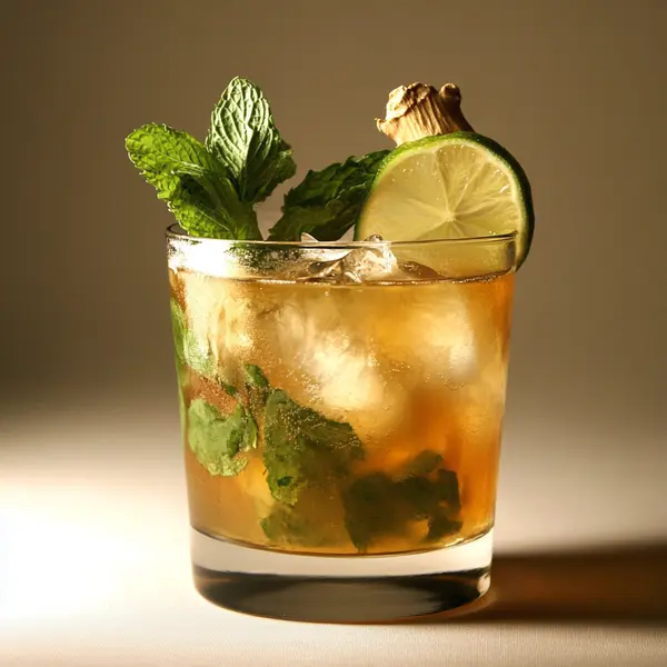 A photo of the Triple Spirit Sparkler cocktail containing Hennessy V.S. Cognac, Beefeater London Dry Gin, Savage & Cooke Cask Finished Bourbon, Cardamaro Vino Amaro, Three Cents Ginger Beer in a Highball.