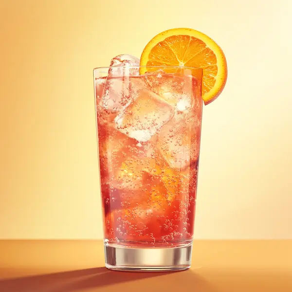 A photo of the Sloe Sunset Fizz cocktail containing Hayman's Sloe Gin, Beefeater London Dry Gin, Freshly squeezed orange juice in a Collins.