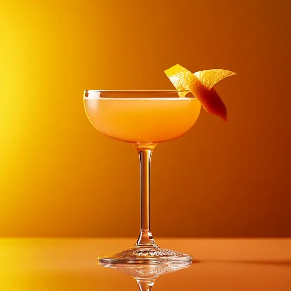 A photo of the Apricot Voyage cocktail containing Appleton Estate 8 Year Old Reserve Rum, Giffard Abricot Du Roussillon, Campari Aperitivo, Freshly squeezed orange juice, Freshly squeezed lemon juice, Vanilla sugar syrup in a Coupe.