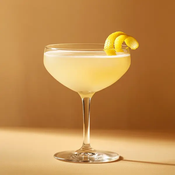 A photo of the Lemon Almond Zest Martini cocktail containing Ketel One Vodka, Giffard Triple Sec, Giffard Orgeat Syrup, Freshly squeezed lemon juice in a Coupe.