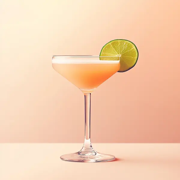 A photo of the Rhubarb Rumba cocktail containing Rhubarb & orange preserve, Planteray 3 Stars White Rum, Freshly squeezed lime juice in a Martini.