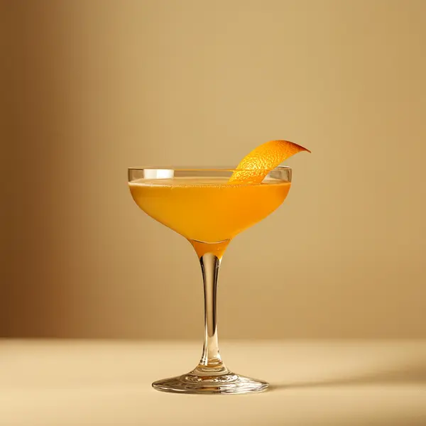 A photo of the Sunset Tango Martini cocktail containing Beefeater London Dry Gin, Pierre Ferrand Dry Curaçao, Martini & Rossi Rosso Sweet Vermouth, Noilly Prat Dry Vermouth, Freshly squeezed orange juice in a Coupe.