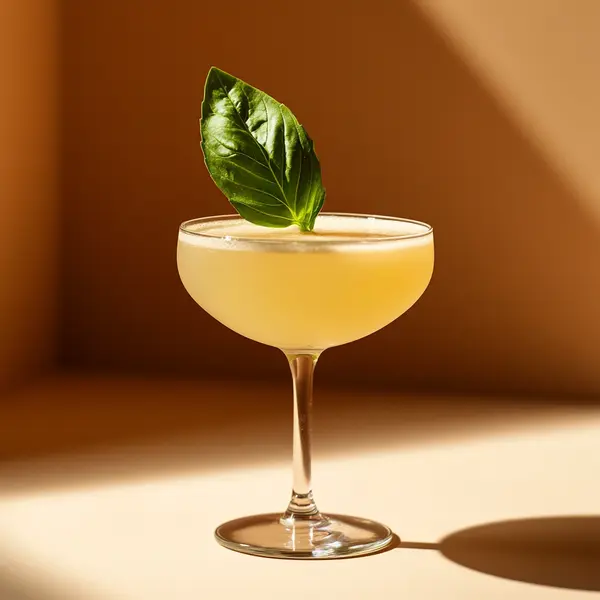 A photo of the Mezcal Verde Charm cocktail containing Del Maguey Vida Mezcal, Luxardo Maraschino Liqueur, Suze Aperitif, Freshly squeezed lime juice, Giffard Orgeat Syrup in a Coupe.