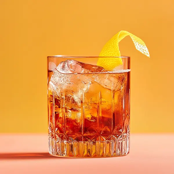 A photo of the Scarlet Swirl cocktail containing Beefeater London Dry Gin, Dubonnet Rouge, Freshly squeezed lemon juice in a Old-Fashioned.