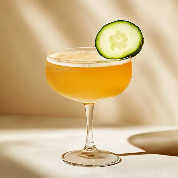 A photo of the Maple Grove Martini cocktail containing English cucumber peeled, Hennessy V.S. Cognac, Beefeater London Dry Gin, Maple syrup, Freshly squeezed lemon juice, Angostura Aromatic Bitters in a Coupe.