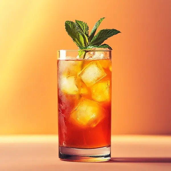 A photo of the Ginger Royale Spritz cocktail containing Barrow's Intense Ginger Liqueur, Campari Aperitivo, Freshly squeezed lime juice, Angostura Orange Bitters, Tonic water in a Collins.