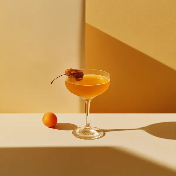 A photo of the Apricot Manhattan cocktail containing Willett Family Estate Bottled 4 Year Rye, Carpano Punt E Mes Sweet Vermouth, Giffard Abricot Du Roussillon, Angostura Aromatic Bitters in a Coupe.