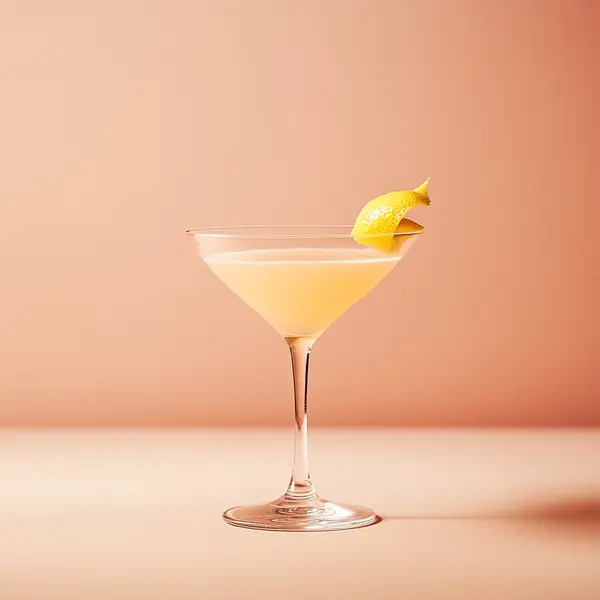 A photo of the Pirate's Kiss cocktail containing Hennessy V.S. Cognac, Planteray 3 Stars White Rum, Liber & Co. Real Grenadine, Freshly squeezed lemon juice in a Martini.