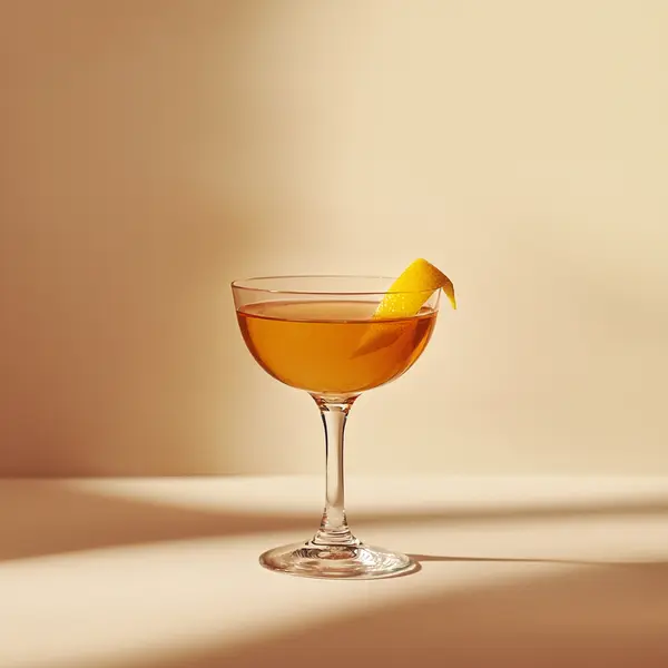 A photo of the Monastic Whisper cocktail containing Noilly Prat Dry Vermouth, Bénédictine D.O.M. Liqueur, Angostura Aromatic Bitters in a Coupe.