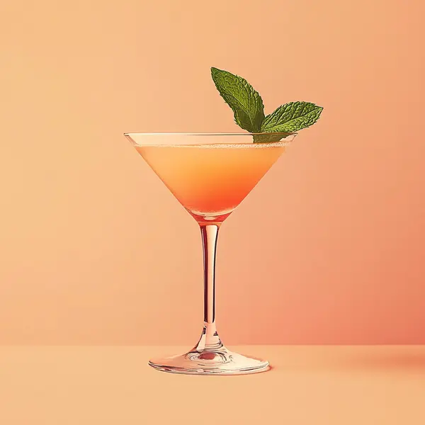 A photo of the Minty Mandarin Martini cocktail containing Mint leaves, Beefeater London Dry Gin, Noilly Prat Dry Vermouth, Freshly squeezed orange juice, Liber & Co. Real Grenadine in a Martini.