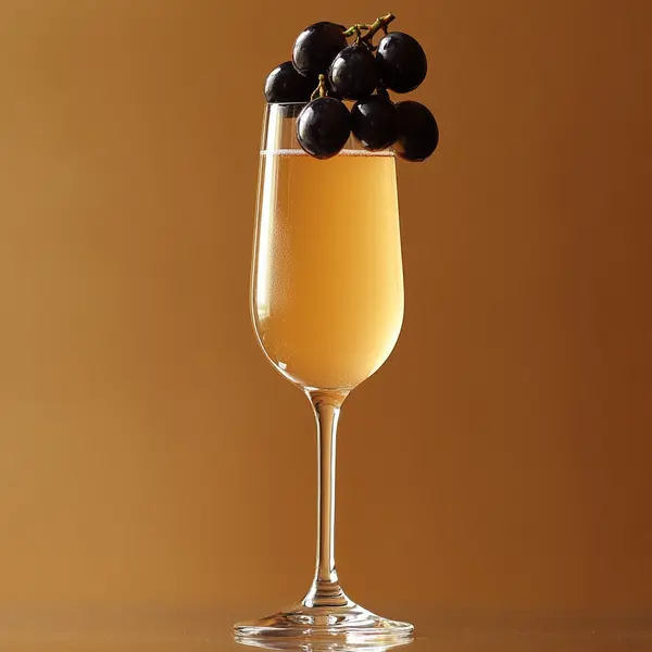 A photo of the Grapes & Bubbles Fizz cocktail containing Seedless white grapes, Dubonnet Rouge, La Marca Prosecco in a Flute.