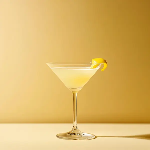 A photo of the Choco-Citrus Martini cocktail containing Beefeater London Dry Gin, Marie Brizard Crème de Cacao White, Noilly Prat Dry Vermouth, Freshly squeezed lemon juice in a Martini.
